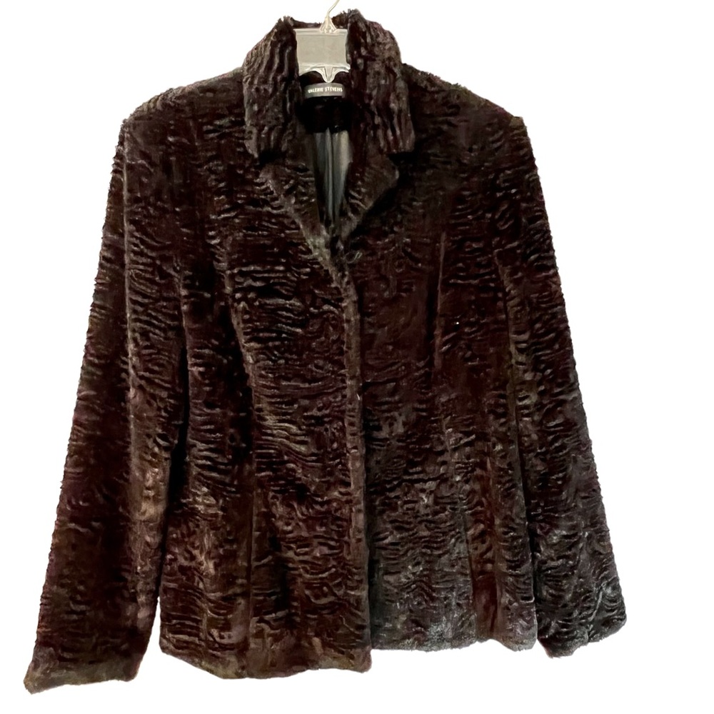 Valerie Stevens Black Faux Lambswool Dress Coat Dressy Winter Jacket